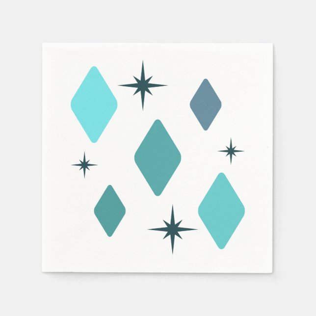 Minimal Mid Mod Diamonds Turquoise Napkins (Front)