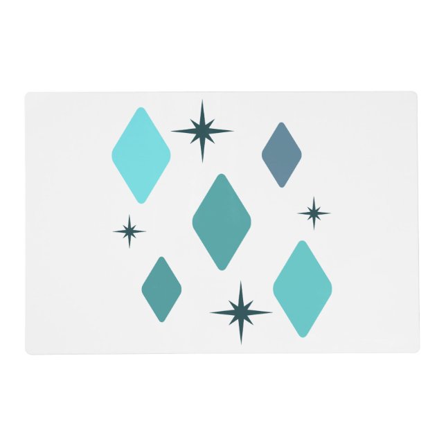 Minimal Mid Mod Diamonds Turquoise Placemat (Front)