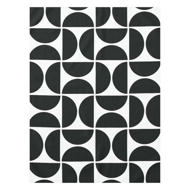 Minimal Midcentury Bowls Art Black White Tablecloth (Front)
