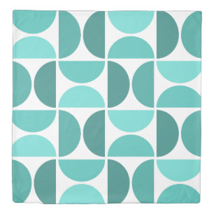 Minimal Midcentury Bowls Art Turquoise Duvet Cover