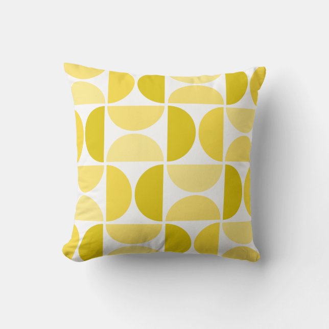 Minimal Midcentury Bowls Art Yellow Throw Pillow (Front)
