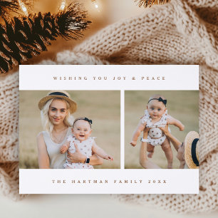 Minimal Midern Elegant Two Photo Christmas Holiday Letterpress Photo Cards