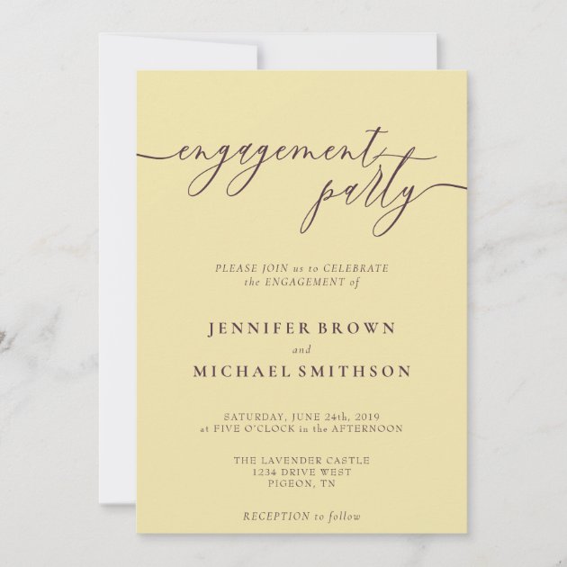 Minimal Midnight Fig Elegant Engagement Party Invitation