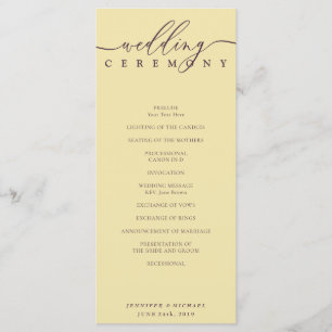 Minimal Midnight Fig Script Wedding Ceremony Program