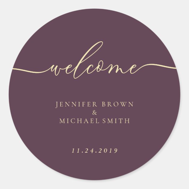Minimal Midnight Fig Welcome Classic Round Sticker