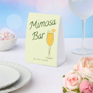 Minimal Mimosa Bar Sign w/Orange Slice Table Tent