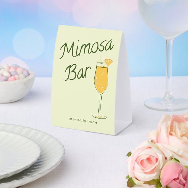 Minimal Mimosa Bar Sign w/Orange Slice Table Tent (Insitu(Wedding))