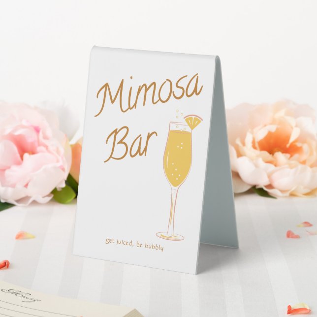 Minimal Mimosa Bar Sign w/Orange Slice Table Tent (In SItu (Wedding))