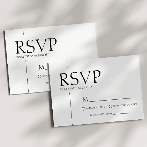 Minimal Minimalist Basic Simple Wedding RSVP Card