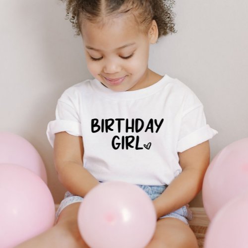 Minimal Minimalist Birthday Girl Black White Plain Toddler T_shirt