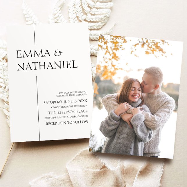 Minimal Minimalist Black White Simple Wedding Invitation (Creator Uploaded)