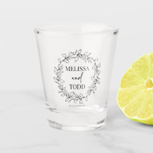 Minimal Minimalist Branch and Leaf Wreath Wedding Shot Glass
