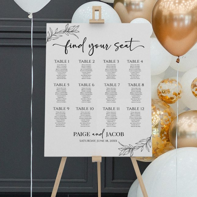 Minimal Minimalist Branch Wedding Seating Chart Foam Board (Creator Uploaded)