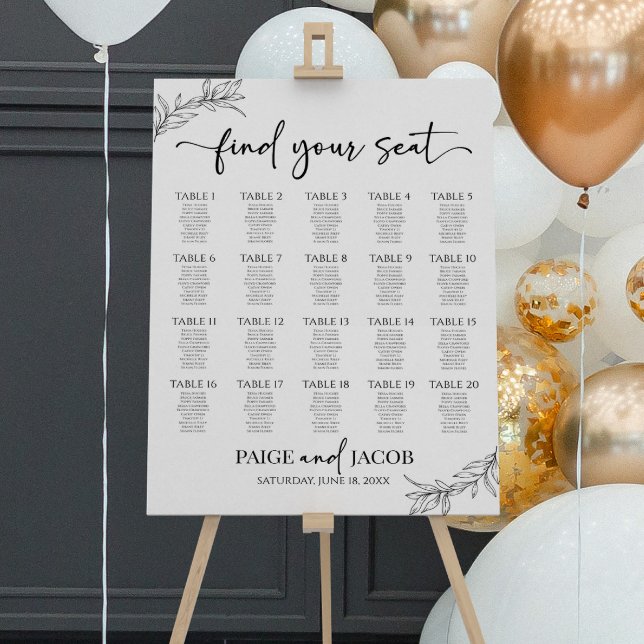 Minimal Minimalist Branch Wedding Seating Chart Foam Board (Creator Uploaded)