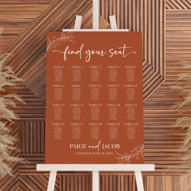 Minimal Minimalist Branch Wedding Seating Chart Foam Board (Creator Uploaded)