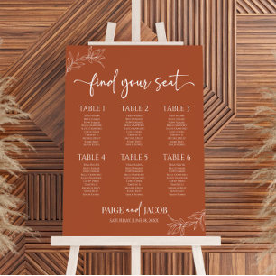 Minimal Minimalist Branch Wedding Seating Chart Foam Board