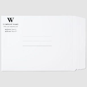 Minimal Minimalist Business Company Logo Monogram  Envelope Mailers
