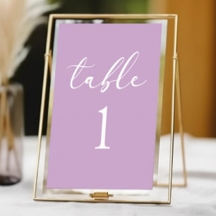 Minimal Minimalist Elegant Lilac Wedding Table Number