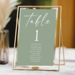 Minimal Minimalist Elegant Sage Green Wedding Table Number<br><div class="desc">This is a Minimal Minimalist Elegant Sage Green Wedding Table Number w/ Names!</div>