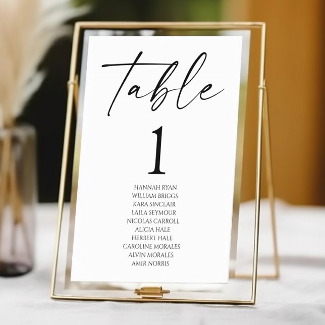 Minimal Minimalist Elegant White Black Wedding Table Number (Creator Uploaded)