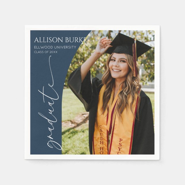 Minimal Minimalist Photo Arch Graduation Napkins (Front)