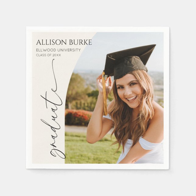 Minimal Minimalist Photo Arch Graduation Napkins (Front)