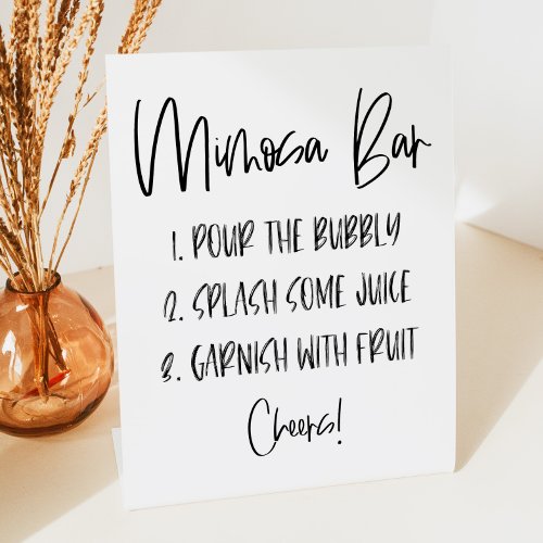 Minimal Minimalist Plain Simple Basic Mimosa Bar  Pedestal Sign