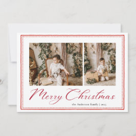 Minimal Minimalist Script Merry Christmas Photo Holiday Card