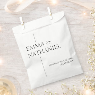 Minimal Minimalist Simple Black White Wedding Favor Bag