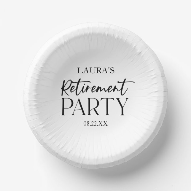 Minimal Minimalist Simple Elegant Retirement Party Paper Bowls (Front)