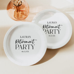 Minimal Minimalist Simple Elegant Retirement Party Paper Plates