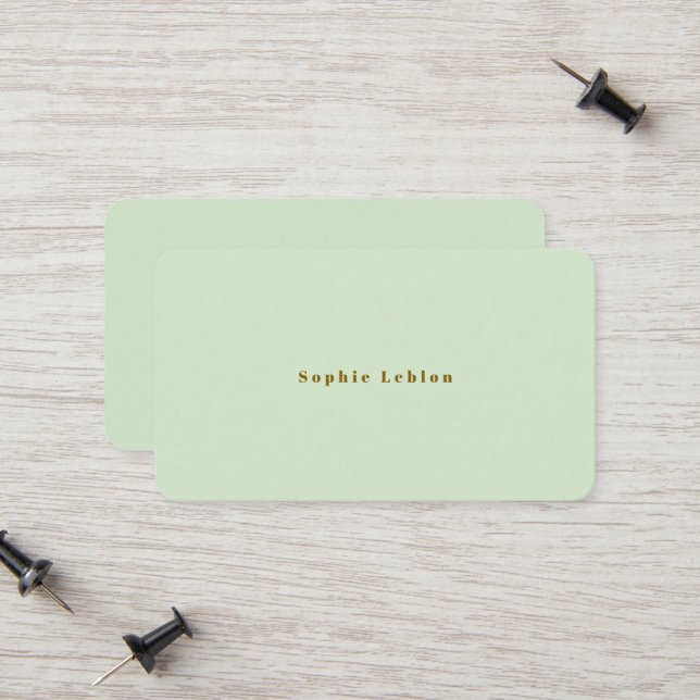 Minimal Minimalist Simple pale-green Calling Card (Front/Back In Situ)