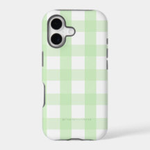 Minimal Mint Green Gingham iPhone Case 