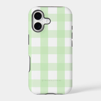 Minimal Mint Green Gingham iPhone Case 