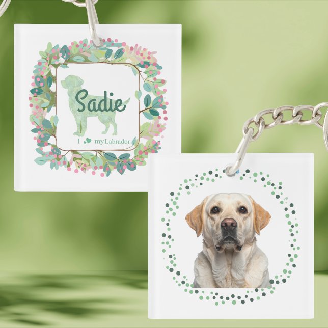 Minimal Mint Labrador | Custom Name & Photo Keychain (Creator Uploaded)