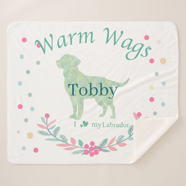 Minimal Mint Labrador Retriever | Custom Christmas Sherpa Blanket (Front (Horizontal))
