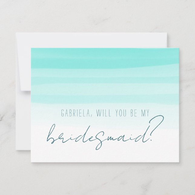 Minimal mint will you be my bridesmaid proposal invitation (Front)