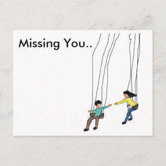 Minimal Missing you postcard with illustrated art