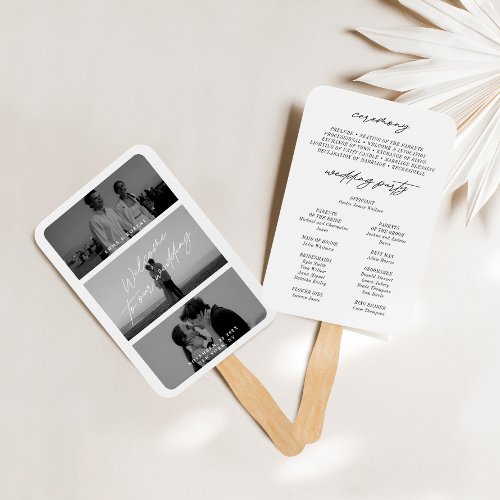 Minimal Modern 3 Photo Wedding  Program Fans 