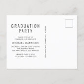 Minimal Modern 4 Photo Blue Graduation Party Invitation Postcard (Back)