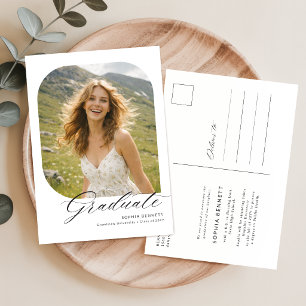 Minimal Modern 5 Photos Graduation Announcement Postcard