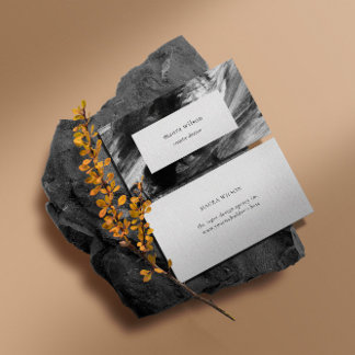 Minimal Modern Abstract Black and White Painting Business Card