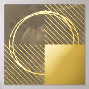 Minimal Modern Abstract Brown Gold Foil Prints