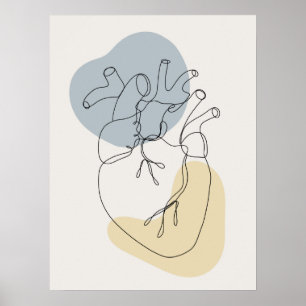 Minimal modern abstract heart anatomy poster