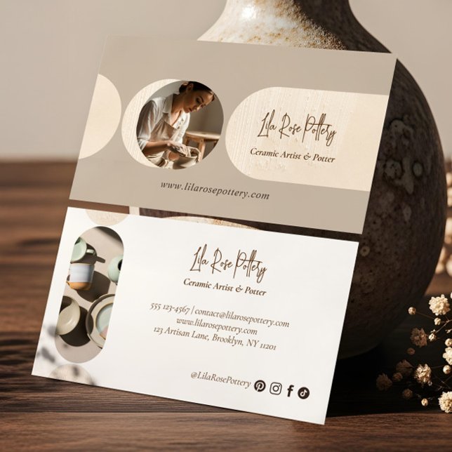 Minimal Modern Abstract Photo Handmade Pottery Business Card (Minimal Modern Abstract Photo Handmade Pottery Business Card)