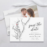 Minimal Modern Annapolis Chesapeake Bay Wedding Save The Date<br><div class="desc">Help your guests mark their calendars for your Annapolis celebration with our elegant black and white Chesapeake Bay map save the date. This modern, minimalist design is perfect for your wedding at iconic venues like USNA Wedding Chapel, Chesapeake Bay Beach Club, Historic Inns of Annapolis, Loews Annapolis Hotel, or the...</div>
