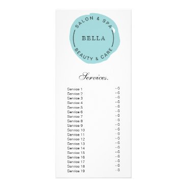 Minimal Modern Aqua Salon Services rack card