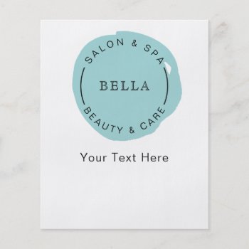 Minimal Modern Aqua Salon Spa Coupons Flyer by MG_BusinessCards at Zazzle
