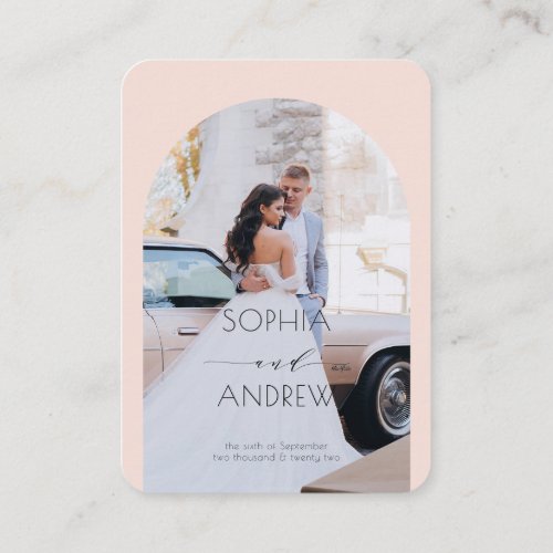 Minimal Modern Arch Photo Wedding Thank You Enclosure Card