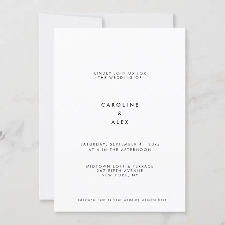 Minimal Modern Art Deco Typography Wedding Invitat Invitation | Zazzle